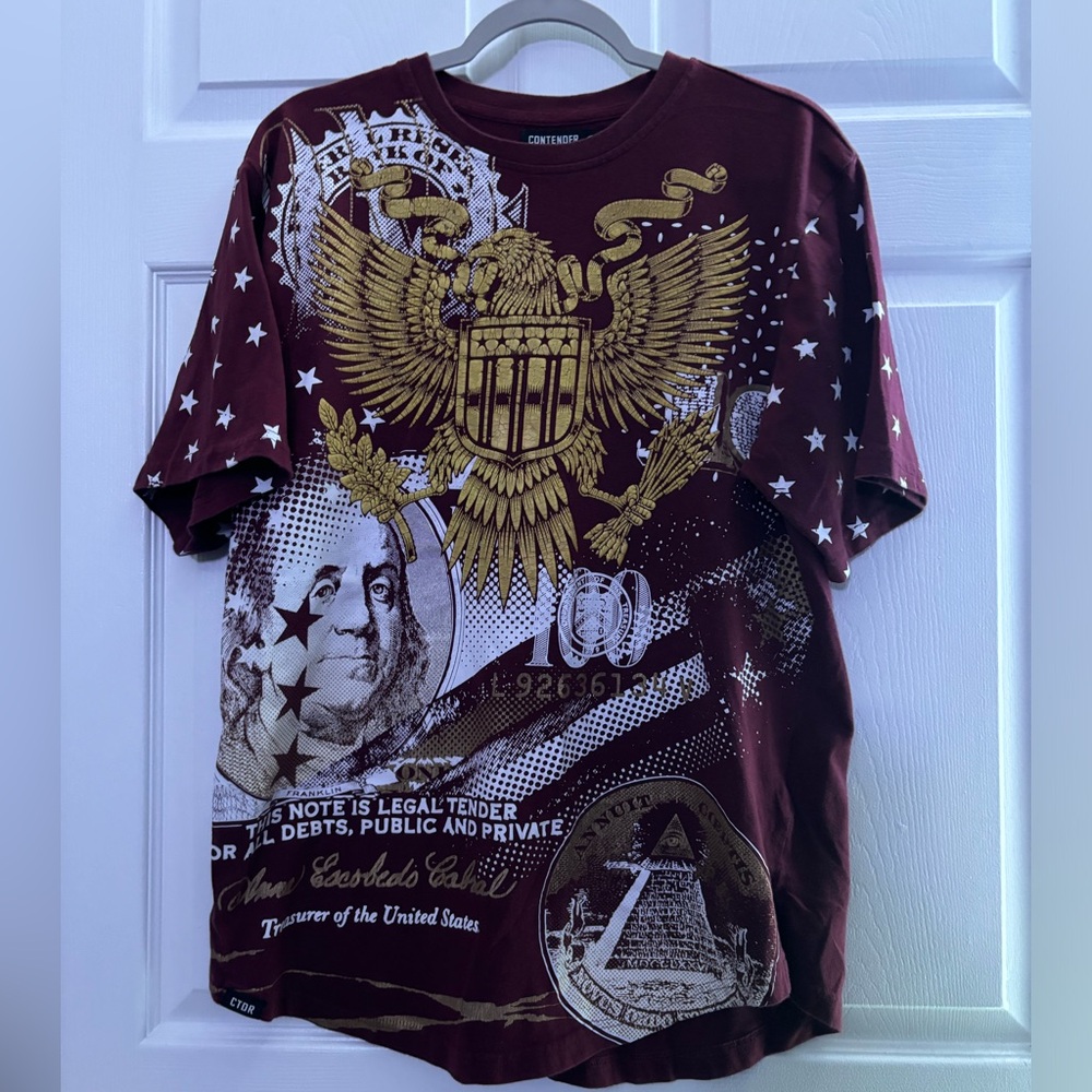 men's XL contender US treasury dollar bill shirt‎
